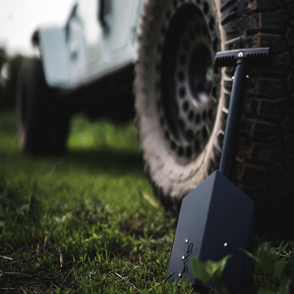 Delta Compact Collapsible Shovel - Carbon Steel Blade and 23 In. Aluminum Handle for Camping and Off-Road Use - Black
