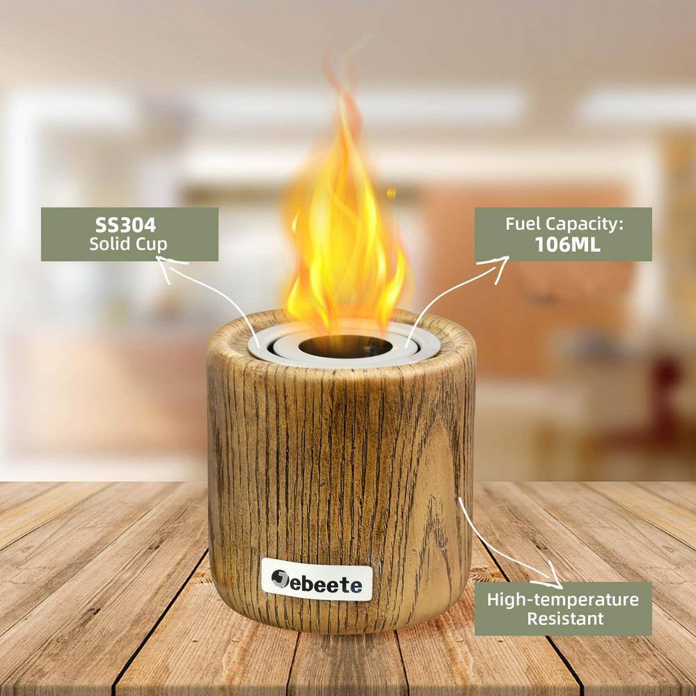 4.7 In. X 4.5 In. Cylindrical Mini Portable Ethanol Tabletop Fire Pit, Indoor and Outdoor Fireplace, Include Wick