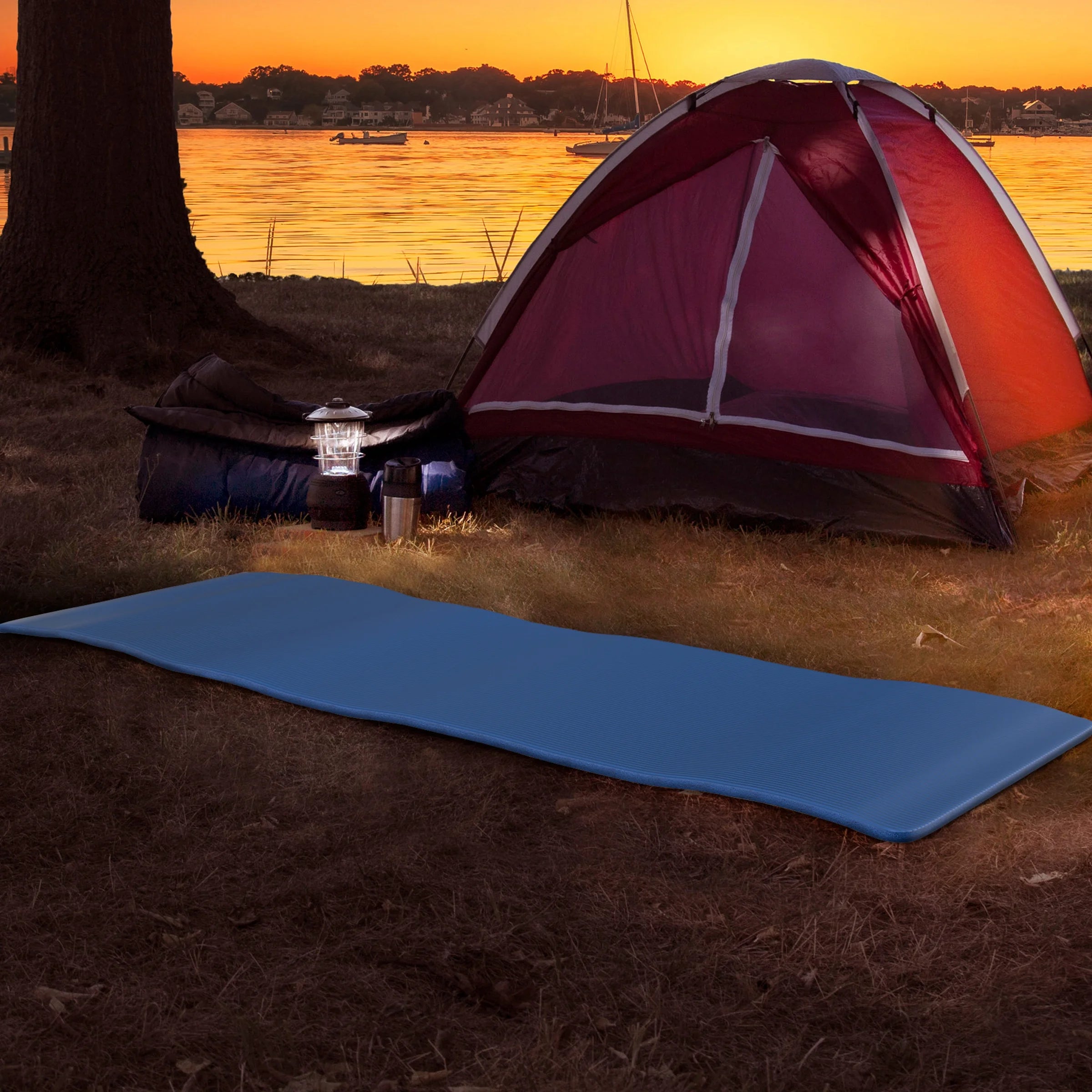 Outdoors 0.75-Inch-Thick Foam Sleeping Pad for Camping (Blue)