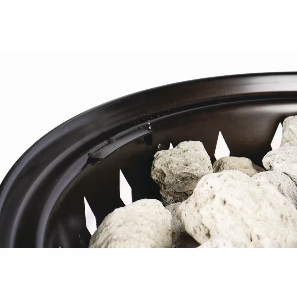 Portable 20 In. X 15.75 In. round Steel Propane Gas Fire Pit with Twist-Lock and Carry Lid in Matterhorn Gray