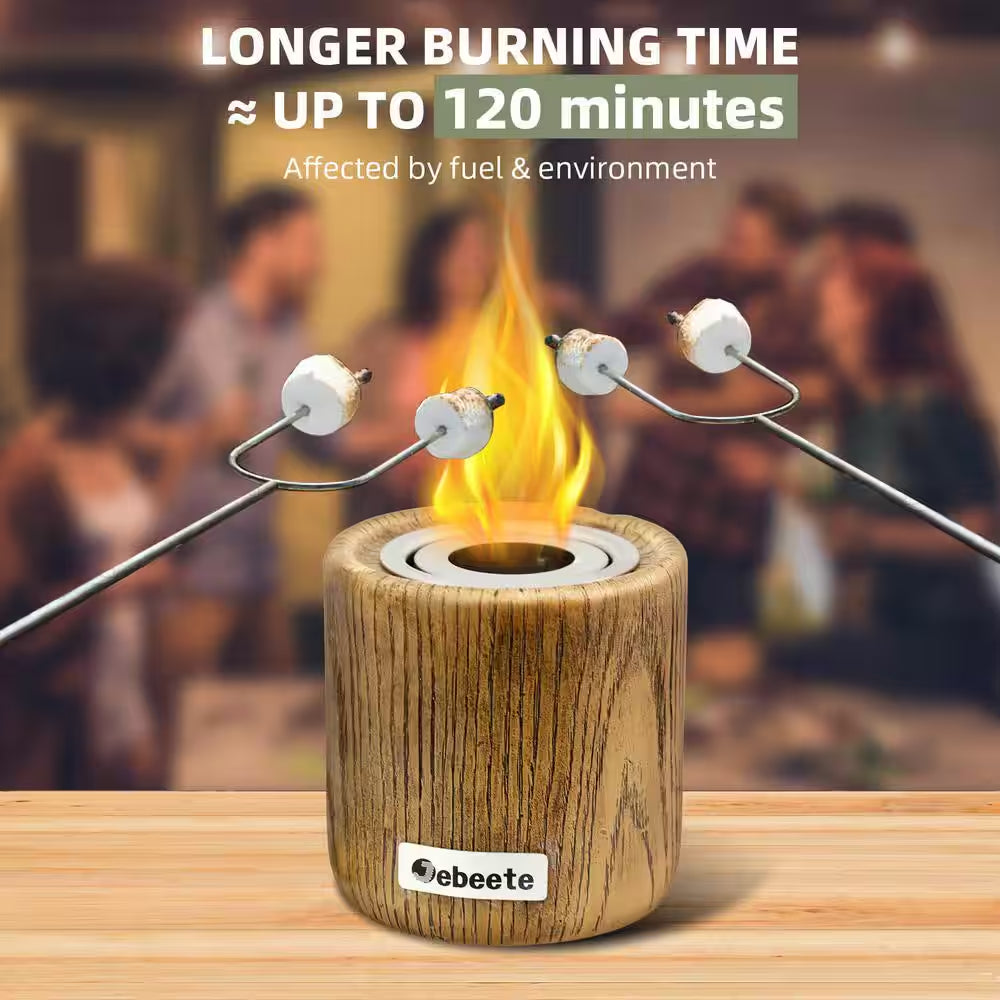 4.7 In. X 4.5 In. Cylindrical Mini Portable Ethanol Tabletop Fire Pit, Indoor and Outdoor Fireplace, Include Wick