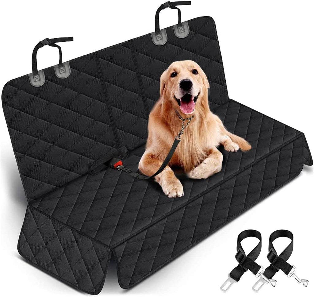 Rear Seat Pet Cover, Back Seat Cover for All Pets,  Car Seat Protector, Waterproof Bench Seat Cover, Non-Slip Seat Cover Fits Middle Armrest for Most Cars Trucks SUVs - Black