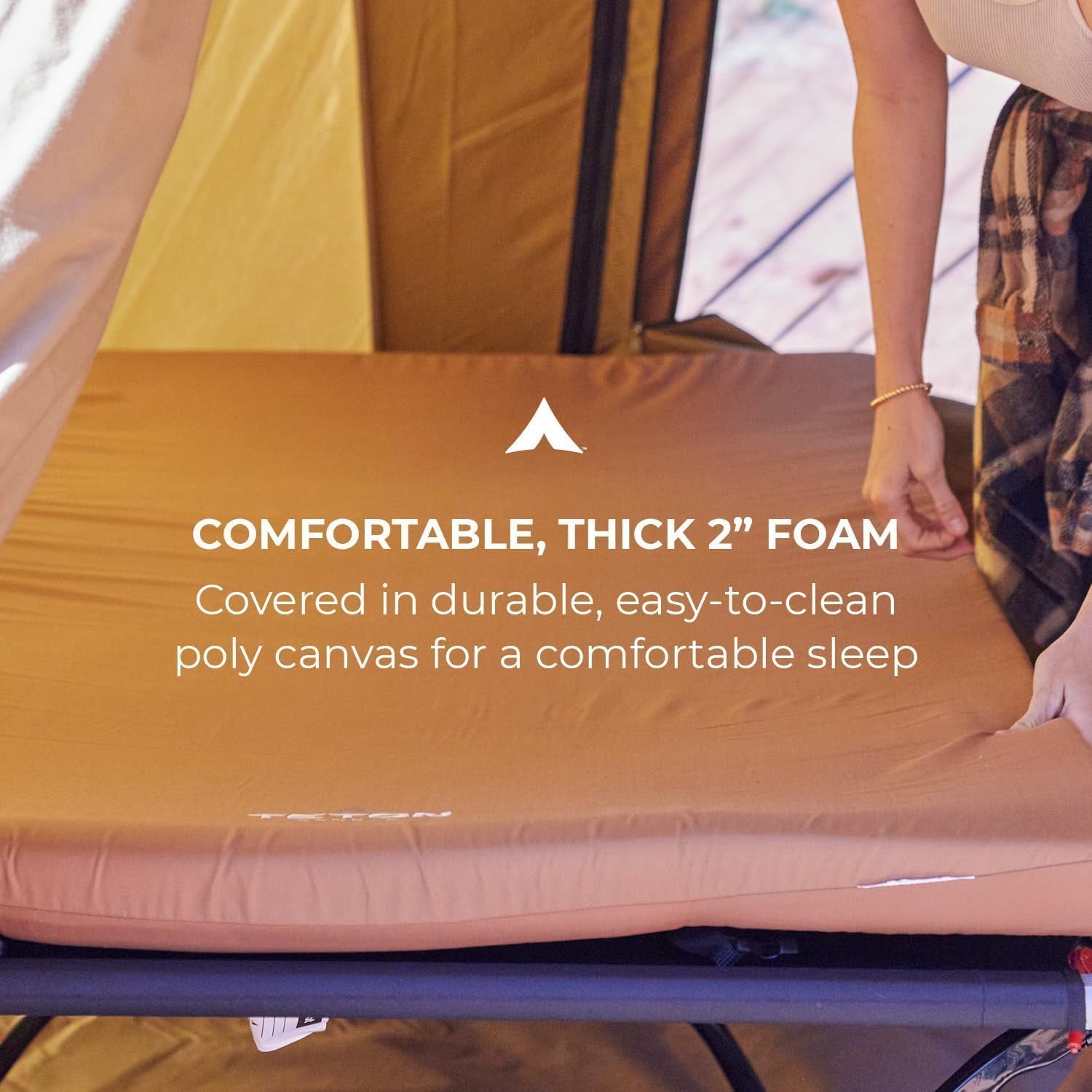 Teton Sleeping Pad for Cot, Extra Thick Comfortable Camping Mattress for Adults, Portable Roll-Up Camp Pad, Durable Foam Cushioning