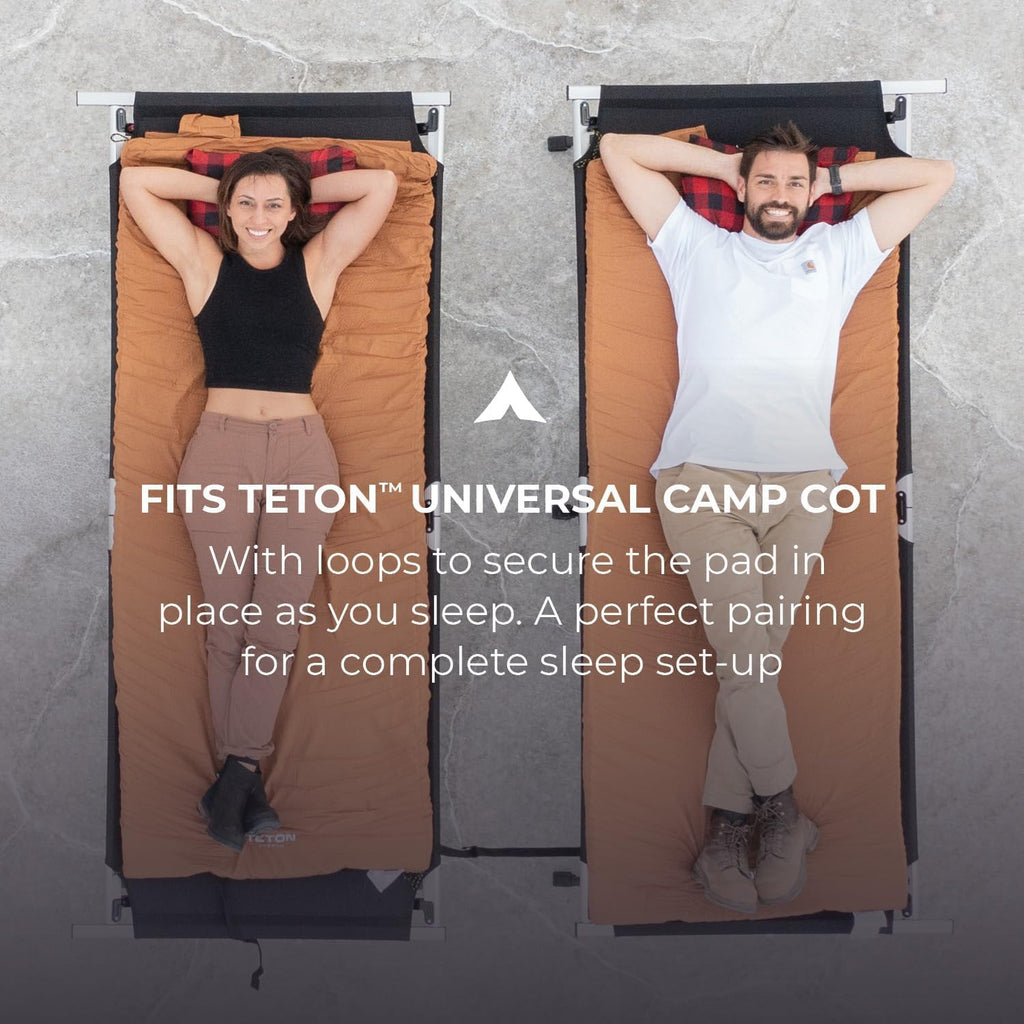 Teton Sleeping Pad for Cot, Extra Thick Comfortable Camping Mattress for Adults, Portable Roll-Up Camp Pad, Durable Foam Cushioning