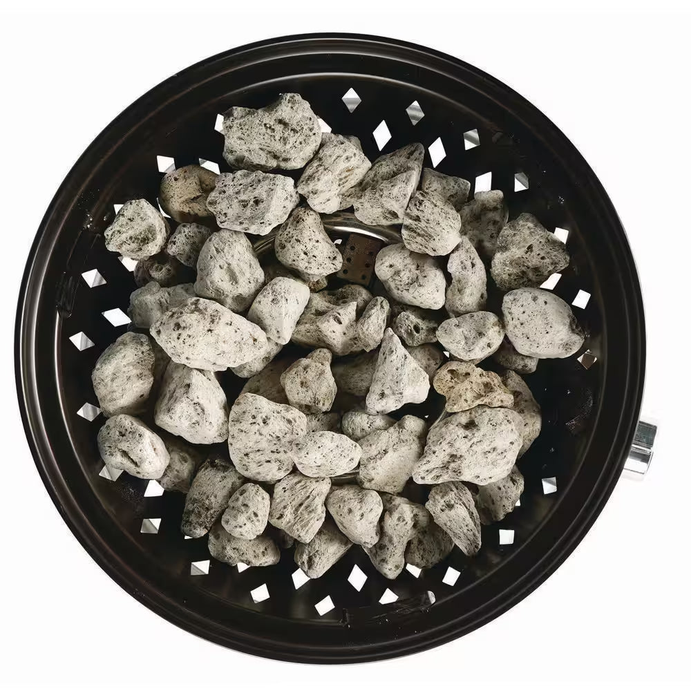 Portable 20 In. X 15.75 In. round Steel Propane Gas Fire Pit with Twist-Lock and Carry Lid in Matterhorn Gray