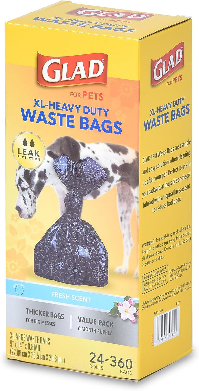 Extra Large, Heavy Duty Scented Dog Waste Bags Value Pack - 360 Count