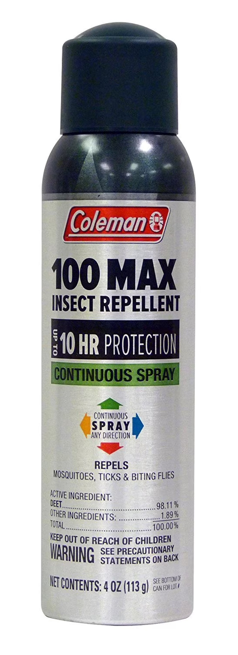 100 Max 100% DEET Continuous Spray Insect Repellent, 4 Oz.