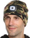 LED Lighted Beanie, Unisex Warm Knitted Hat, Rechargeable Headlamp Cap for Outdoors, Tech Gift for Men Dad Father Him